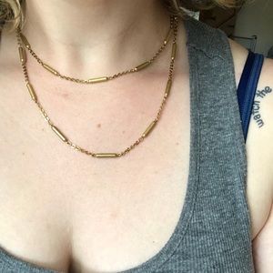 14K Gold Necklace with Barrel detail